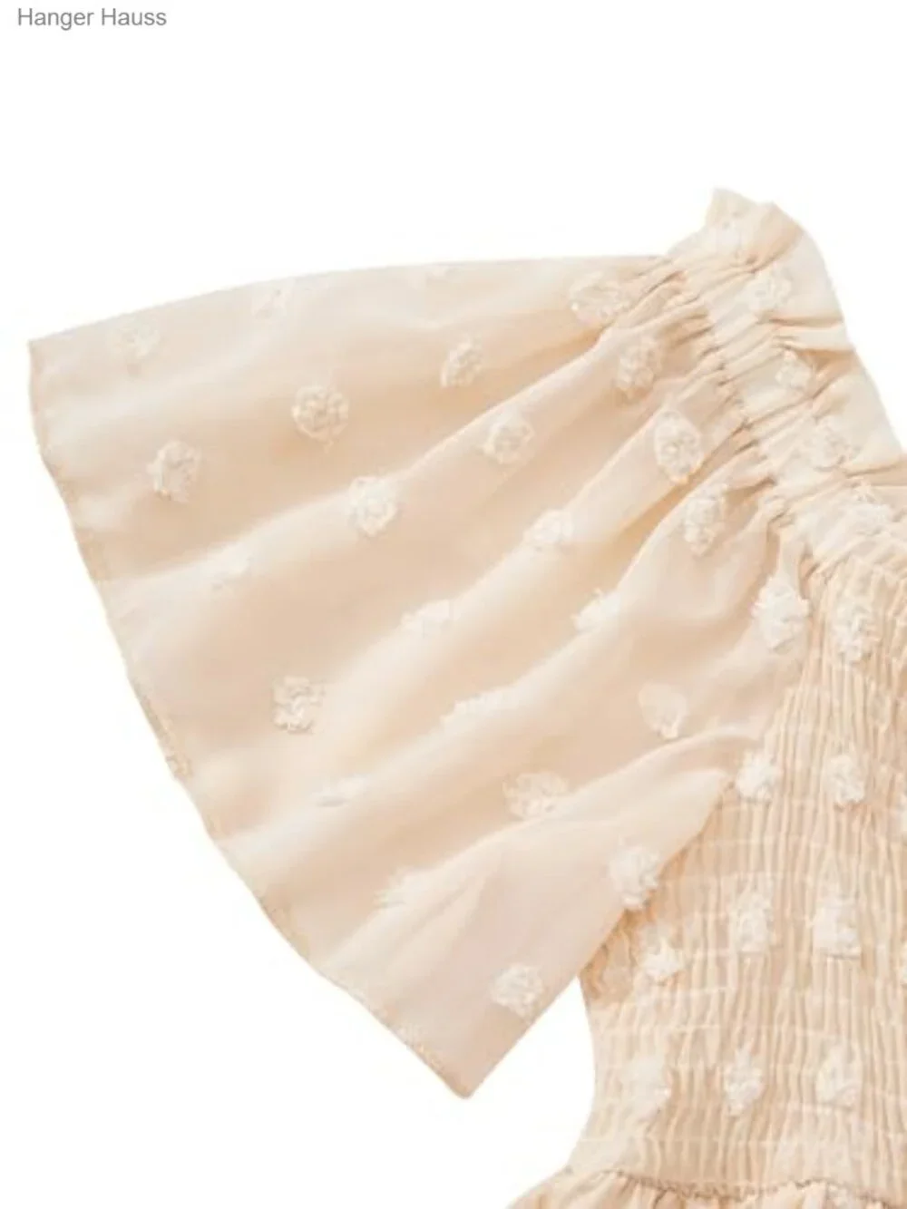 Girls Chiffon Puff Sleeve Embroidery A Line Smocked Party Dress